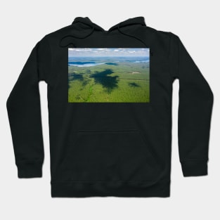 Aerial view of large forest area and distant lake Biale Augustowskie Hoodie